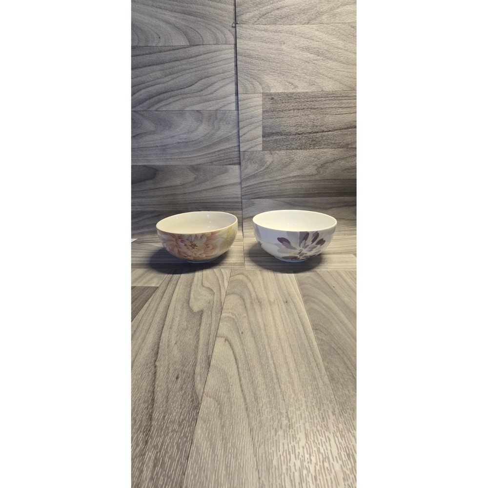 222 Fifth Eliza Plum floral ceramic soup and cereal bowls Set Of 2